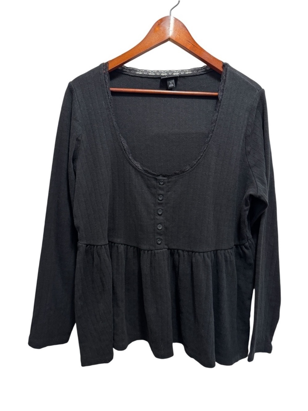 Torrid Babydoll Black Scoop Neck Cotton Top Size 1X